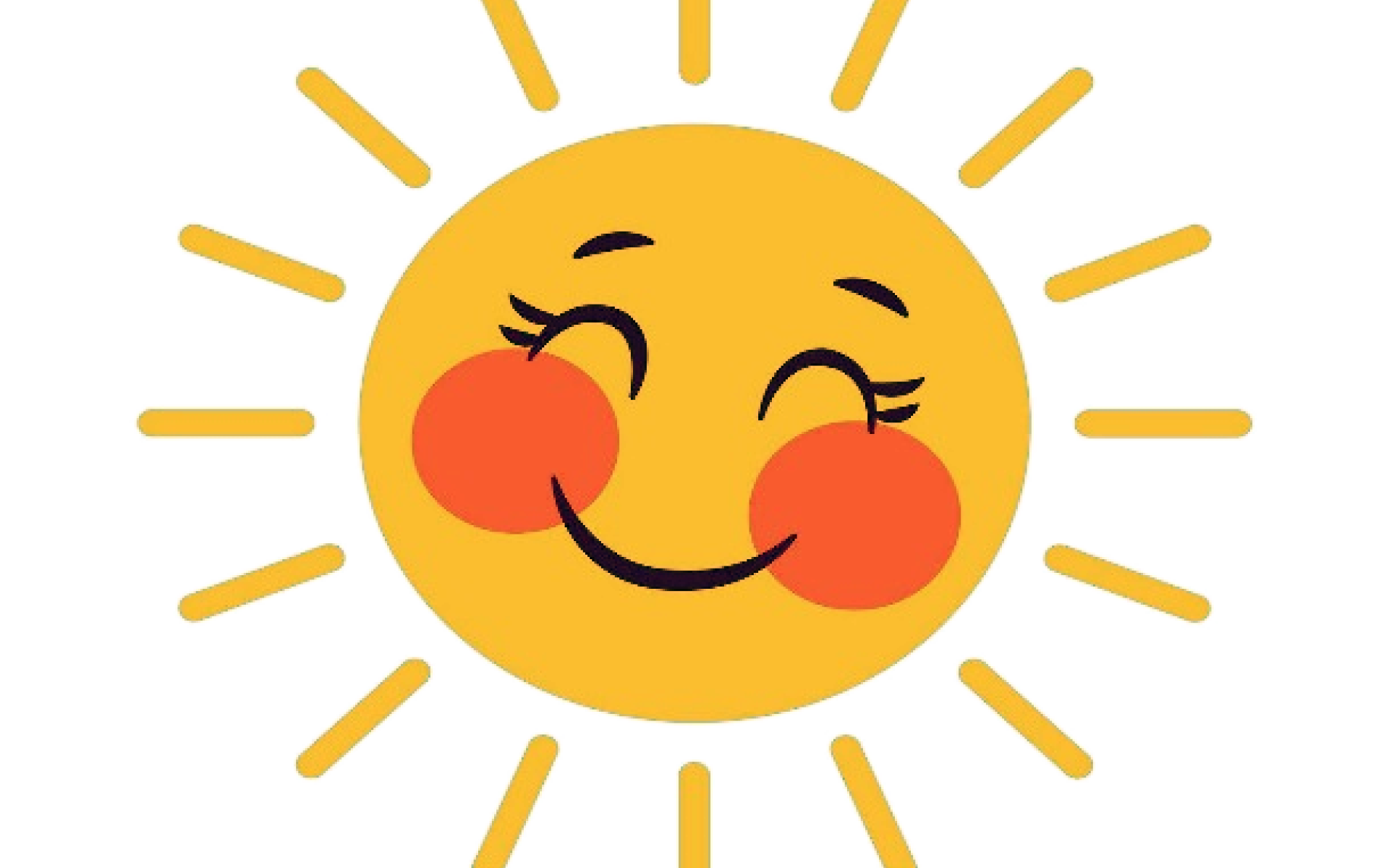 Grafik Sonne mit lachendem Gesicht und roten Bäckchen